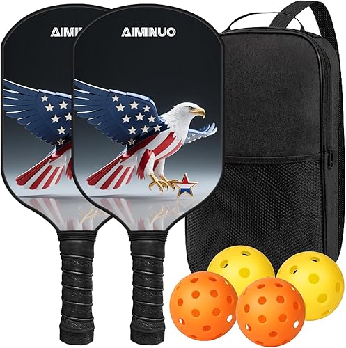 Palas de pickleball, juego de paletas de pickleball de fibra de carbono, palas ligeras de pickleball de 0.630 in para hombres, mujeres, niños,