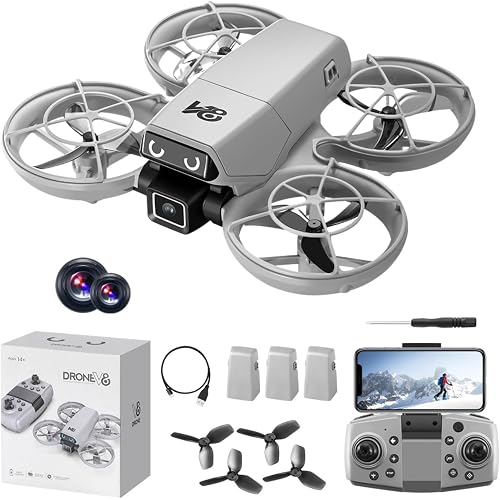 Mini RC Drone with HD Camera for Beginners, Altitude Hold, One-Key Takeoff, 3D Flips, Hovering, APP Control, Remote Control Quadcopter with 3 Batteries, Small Helicopter Airplane Drones Gifts for Adults Mini Quadcopter with LED Light Eyes & All-Round Propeller Guard for Indoor Outdoor Flying Photography