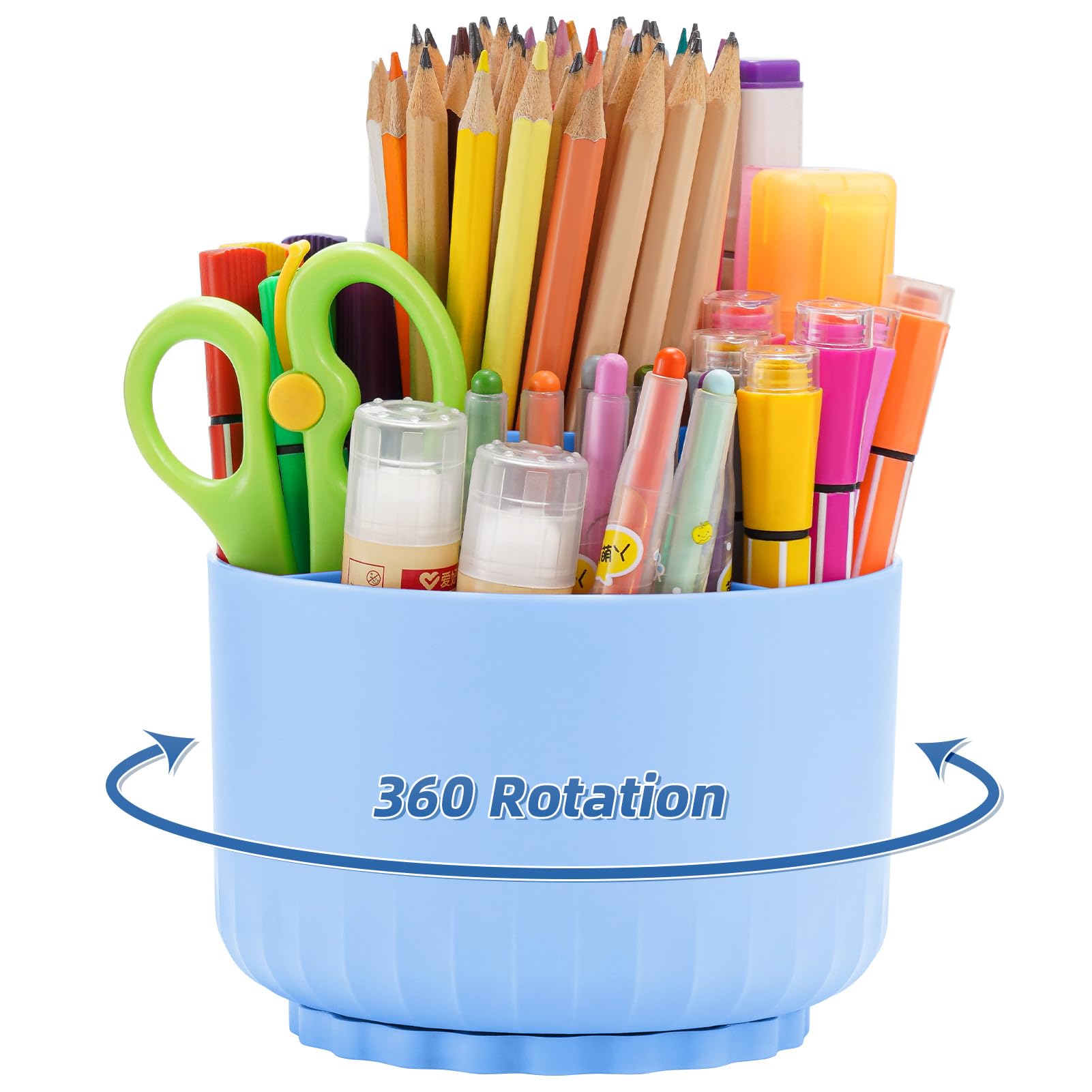 Marbrasse Desk Organizer, 360-Degree Rotating Pen Pencil Holder, Desk Organizers and Accessories with 5 Compartments Pencil Organizer, Art Supply