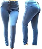 VINS ME 1826 Premium Womens Plus Size Stretch Blue Denim Jeans Pants Skinny Leg
