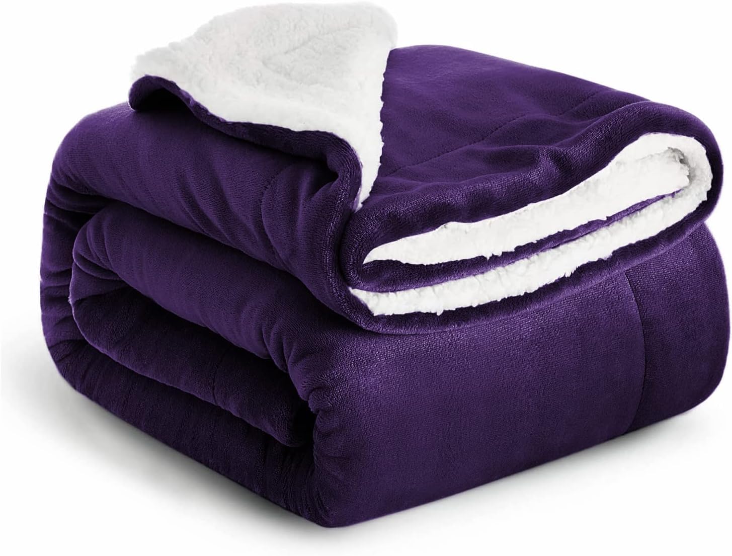 IR Imperial Rooms Sherpa Fleece Throw Blanket - Fluffy Microfiber Solid Blankets - Thick and Warm Soft Cozy Throws for Bed Sofa and Couch Purple, Throw/Single Size, 130x150cm