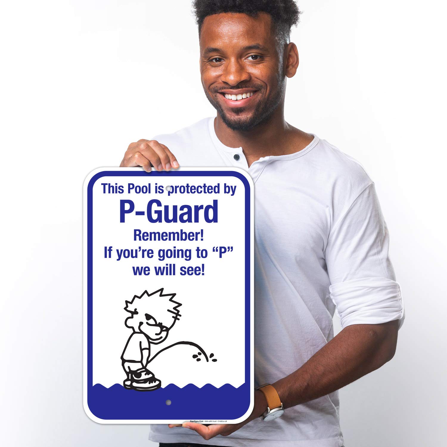 This Pool is Protected by P-Guard Sign, Pool Sign, 12x18 Inches, 55 mil Thick HDPS (high Density polystyrene), Made in USA