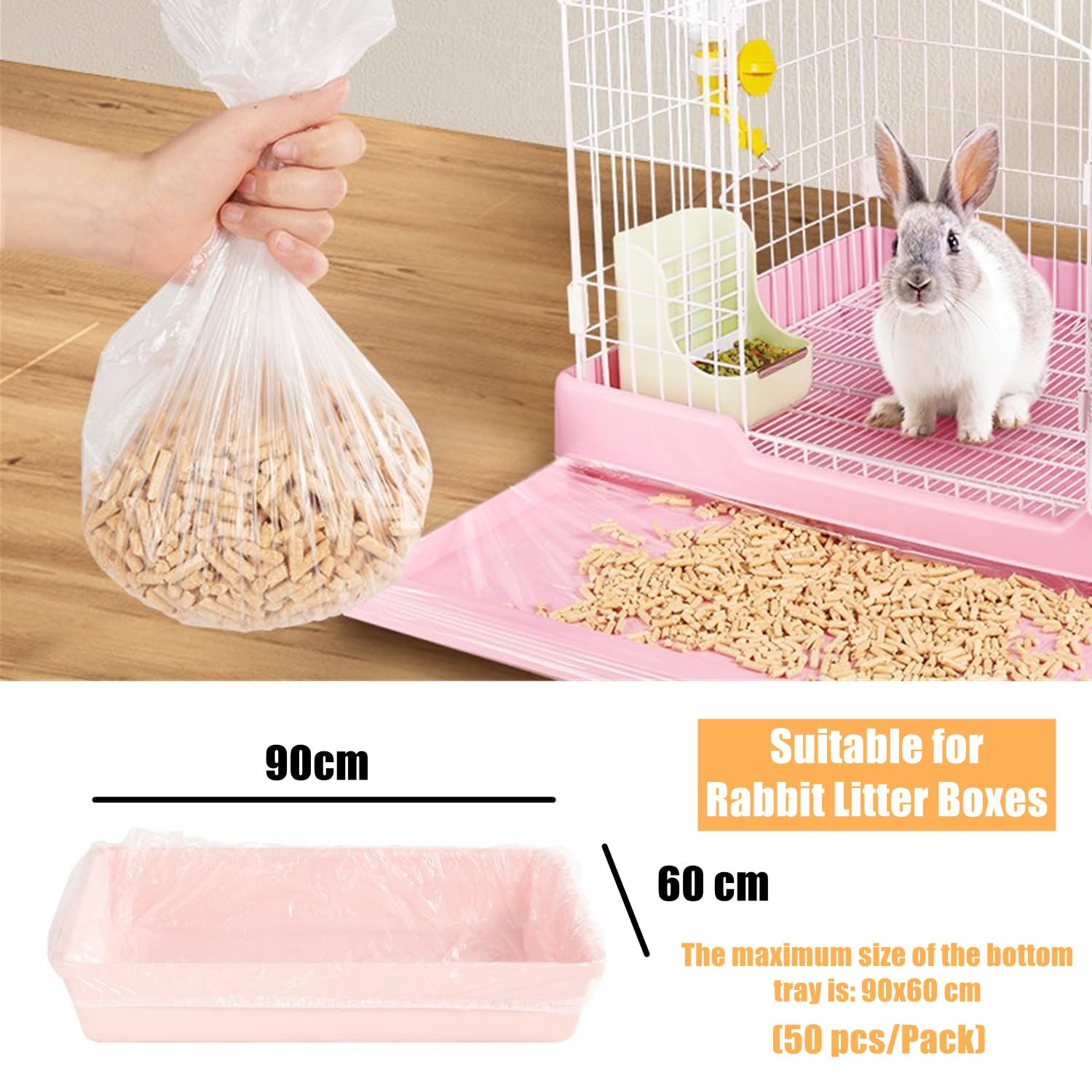 50 Pezzi Fodere per Lettiera Monouso per Piccoli Animali Pellicola di Plastica per Gabbie Conigli Fodere per Gabbie per Coniglio Pellicola per Toilet per Porcellini d'India Cincillà Ricci, 90x60 cm