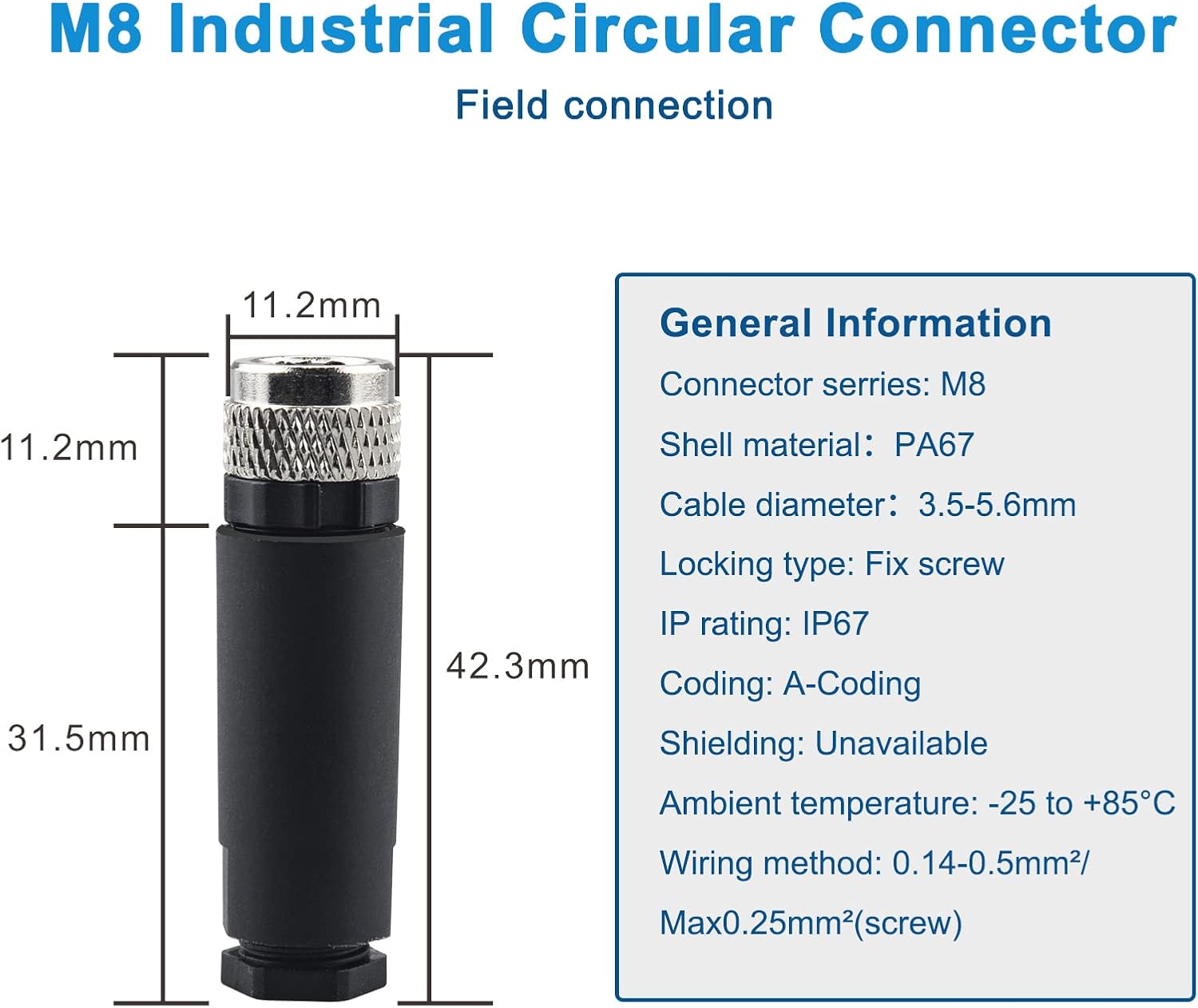 M8 4 Pin Male & Female Socket Panel Aviation Wire Connector,8mm Industrial Circular Sensor Connector,Outdoor Waterproof IP67 A Coding,4 Sets