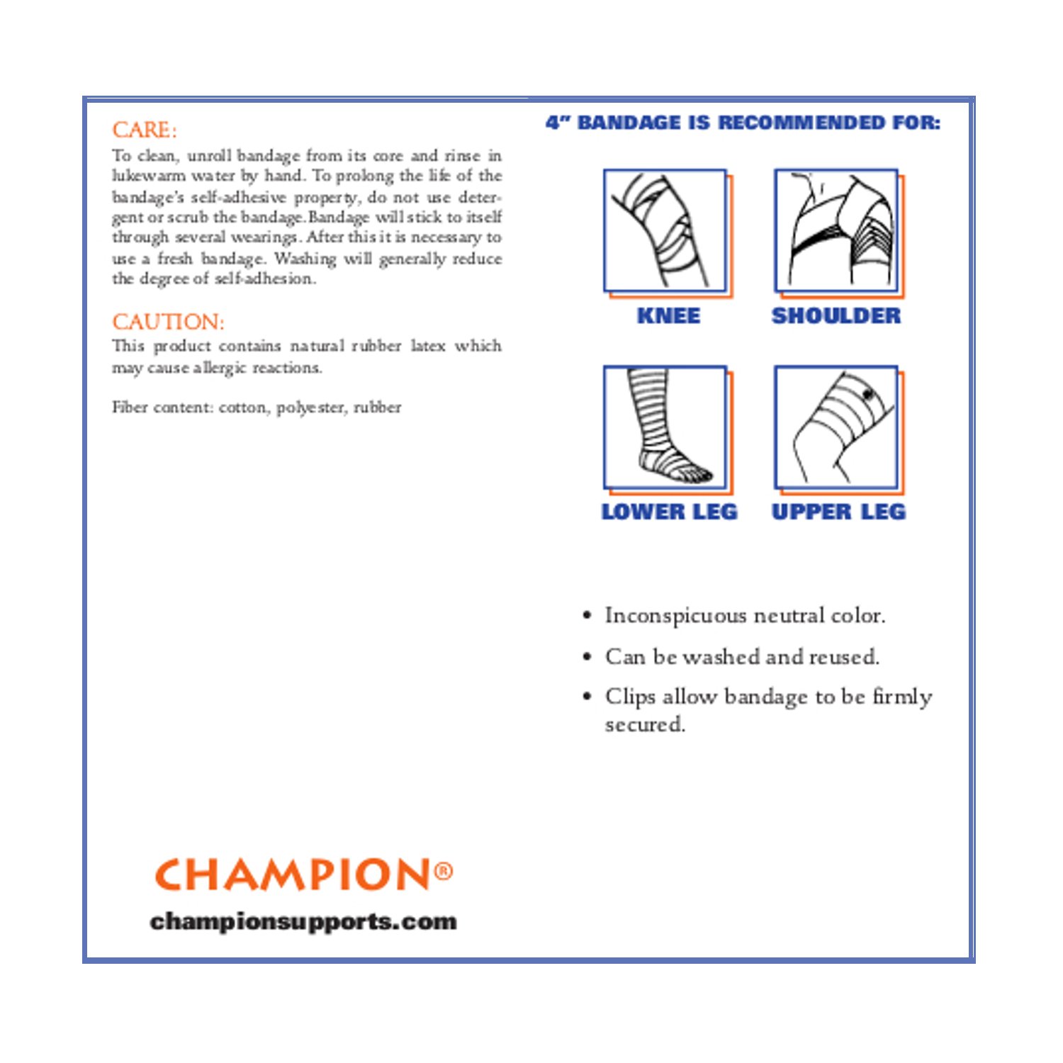 CHAMPION vendaje elástico autoadherente ajustable 0134, 4 Inch Wide, Beige, 1