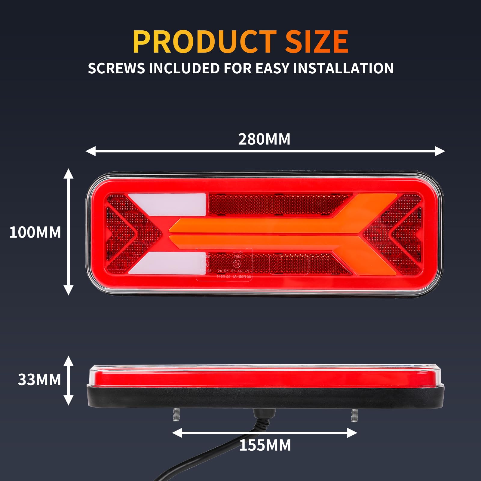 Fanali Posteriori Rimorchio, Fanali Posteriori Universali da 12V 24V DC, Illuminazione per Rimorchi per Camper e Camion Certificati E9 per il Traffico Stradale