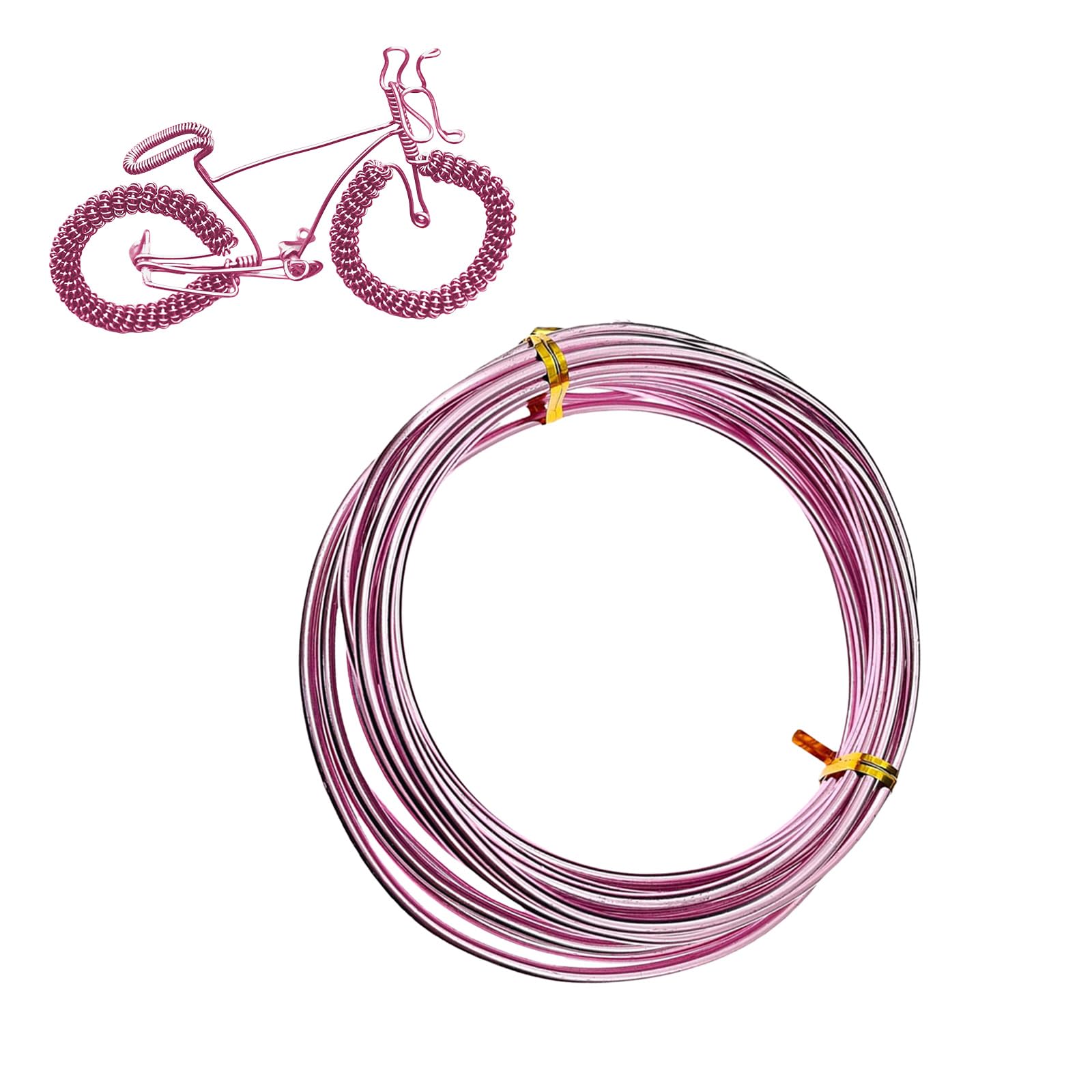 9 Gauge 3mm Pink Aluminum Craft Wire,50 Ft/15m Bendable Metal Crafting Wire for Sculpting,Bike Modelling Skeleton Crafting Floral Making Wire,Jewelry Making Wire,Binding Wire Xmas Wreath Wire