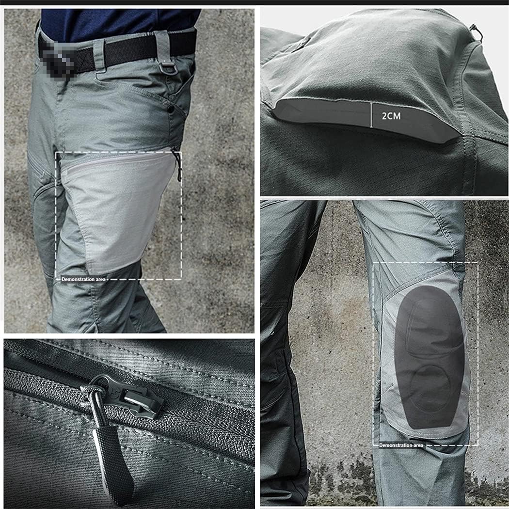 KEHAIOO Mens Black Tactical Cargo Pants, Trekking Jogger Casual Trousers, Hiking Military Streetwear Sweatpants