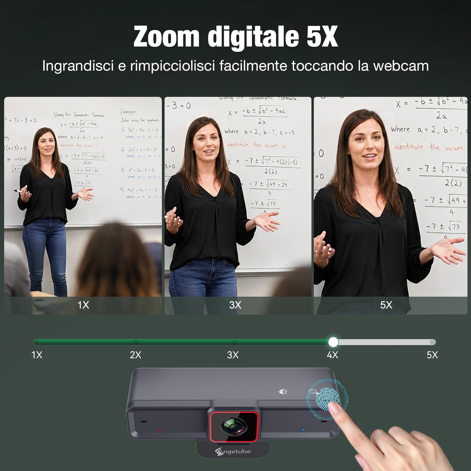 Angetube 4K Webcam con 1/1.5" Sensor, 1080P@60FPS USB Web Camera per PC | Autofocus PDAF, Copri privacy, USB3.0 & 2 microfoni, Ideale per riunioni video, Streaming Work with OBS, Skype