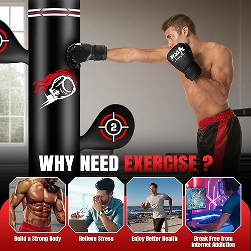 Miniatura 5 de Upgraded Heavy Freestanding Punching Bag for Adults Teens, 70 Standing Punching Bag Kicking Bag Heavy Bag, Women Men Kickboxing Bags for Training