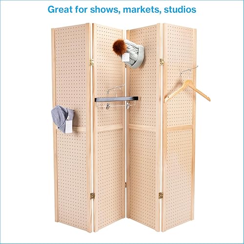 Miniatura 3 de SSWBasics Soporte de tablero perforado plegable de 5 pies y 4 paneles para manualidades - Exhibición versátil de tablero perforado y divisor de