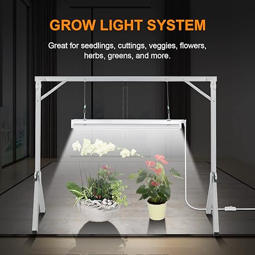 Miniatura 6 de iPower Sistema fluorescente T5 de luz de crecimiento con soporte plegable para inicio de semillas de plantas, 24W, 2 pies 1