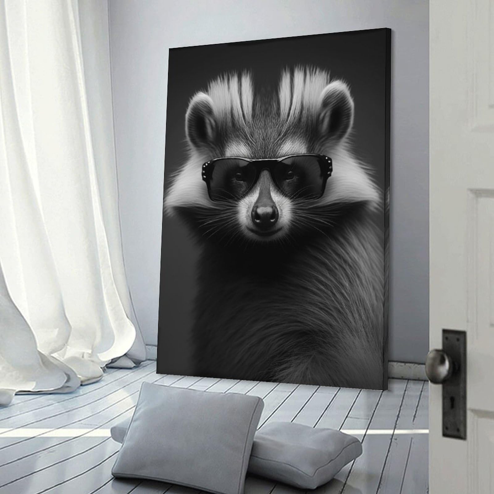 Junmoney Portrait of A Skunk Hanging Wall Art 16x24inch(40x60cm), for Work Areas, Reading Rooms Or Studios, Canvas Wall Decor for Creative Rooms