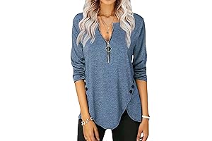 Womens Casual Long Sleeve Tunic Shirts