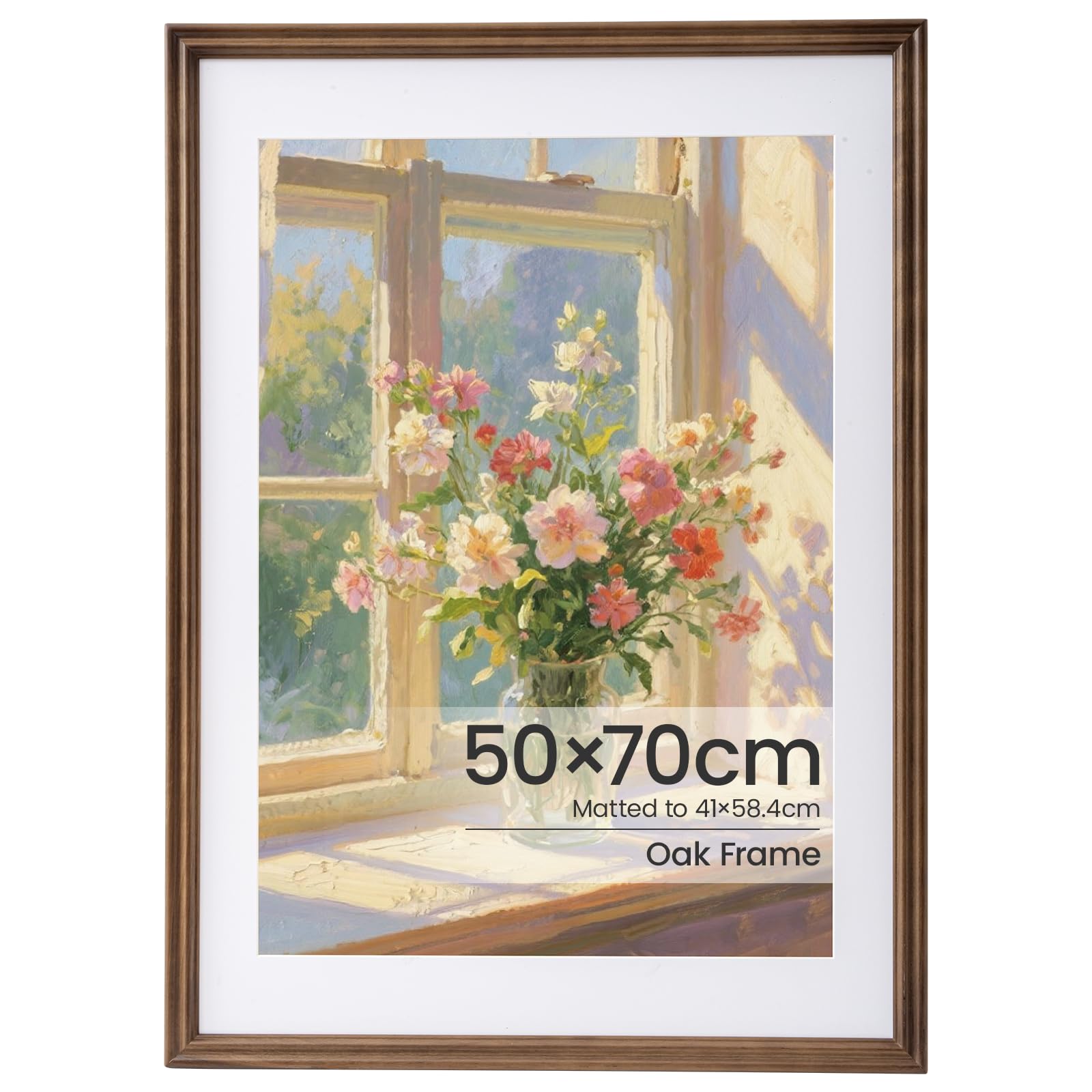 50x70 CM Photo Frame, 50x70 CM Large Poster Frame Walnut Wood Picture Frames Matted for 41×58.4 CM Picture Frames with Premium Tempered Glass. Hang Portrait or Landscape for Wall Gallery Decor Art — image 1