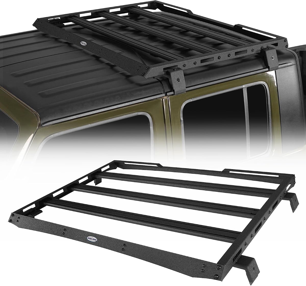 Hooke Road Gladiator JT Half Roof Rack Aluminum Crossbars for Jeep Gladiator JT Hardtop 2020-2026, Short Overland Rooftop Storage Cargo Basket Luggage Carrier