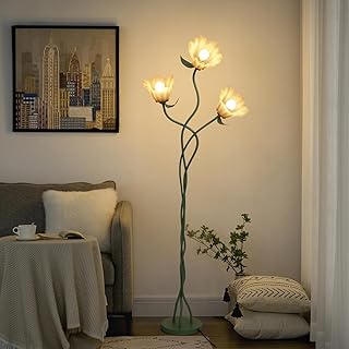 Vintage 3 Heads Flower Floor Lamp with Adjustable Gooseneck Corner Stand...