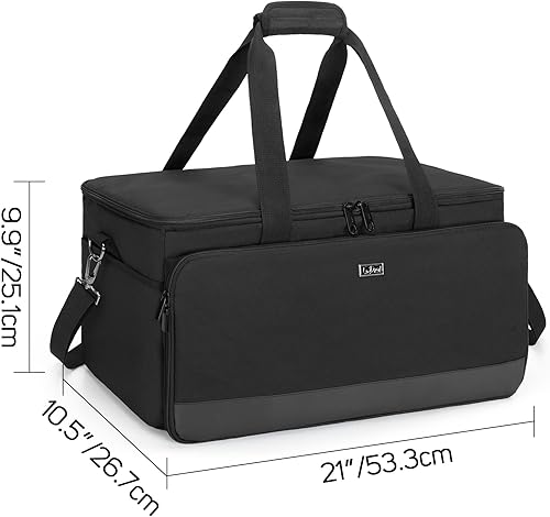 Miniatura 6 de LoDrid Bolsa grande para archivos de cables con parte inferior acolchada interior y divisores desmontables, bolsa para DJ con múltiples bolsillos