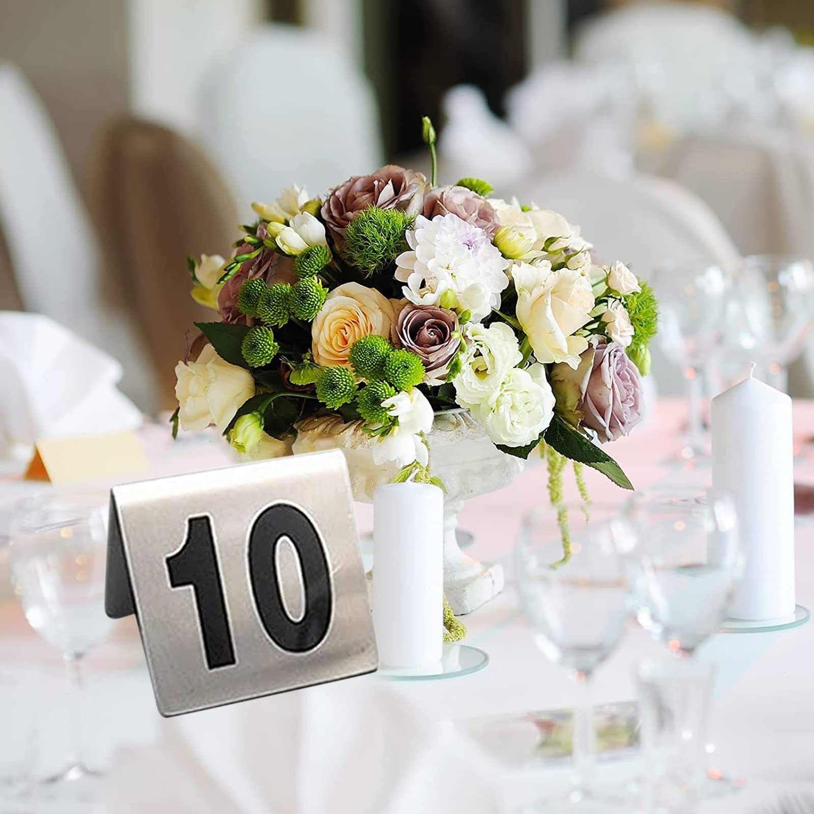 Soporte para números de Mesa para recepciones de Bodas, Carteles Digitales 1-50 1-100 Tarjetas de núrpa de Metal para restaurantes, Banquetes, cafeterías, bistrós, Resistentes e irrompibles.
