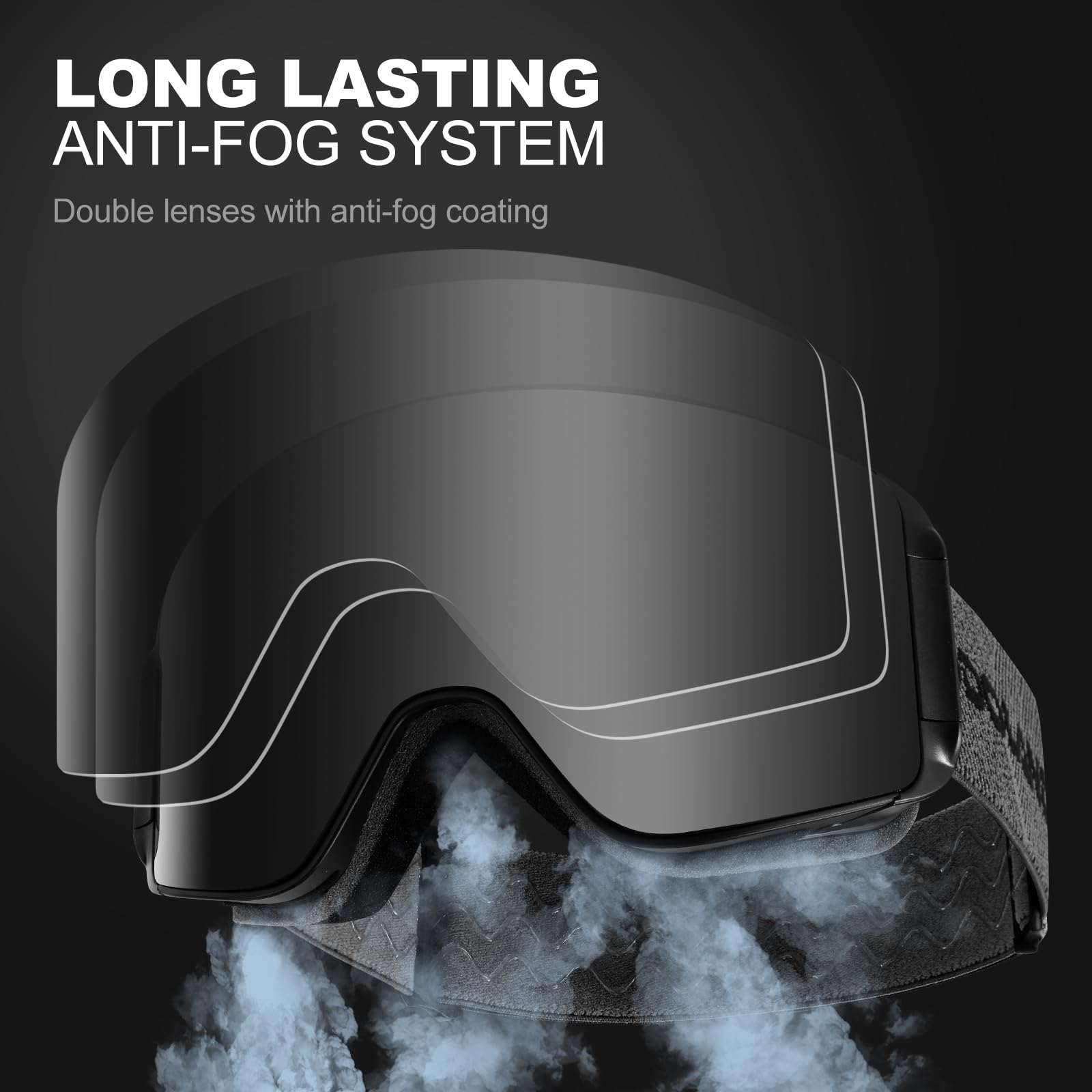 Odoland Kit di Maschera da sci con Lente Rimovibile, Lenti Intercambiabili Magnetico Senza Cornice, Occhiali da Sci Anti-nebbia con Protezione UV400, per Uomini e Donne, Compatibile con Casco