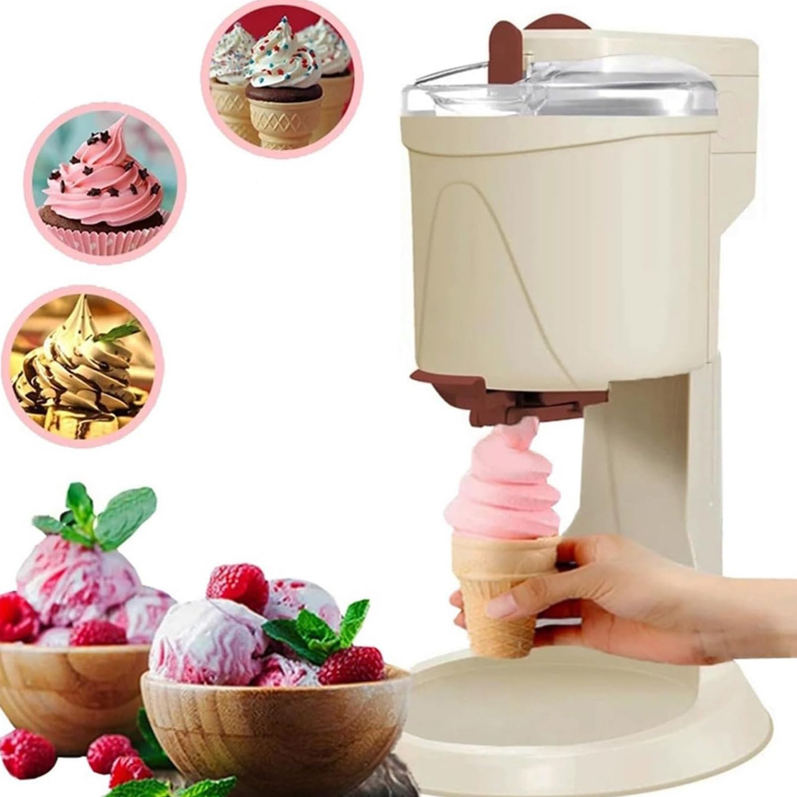 Gelatiere per Yogurt, Macchina per Dessert Surgelati, Macchina per Gelato Fai da Te per La Casa, per La Cucina Domestica Fai da Te Veloce, Facile da Pulire Liscio per Preparare Sorbetti