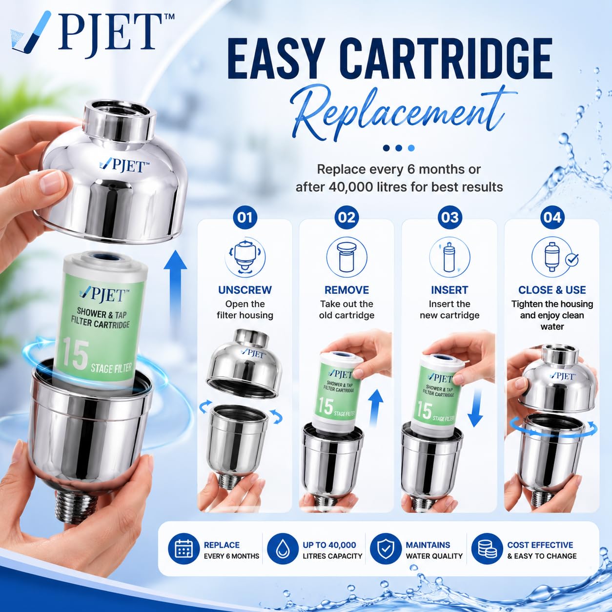 PJET Hard Water Filter - Cleaner, Healthier Showers -7