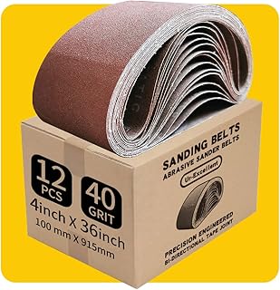 4 x 36 Inch 40 Grit Sanding Belt | Premium Al...,