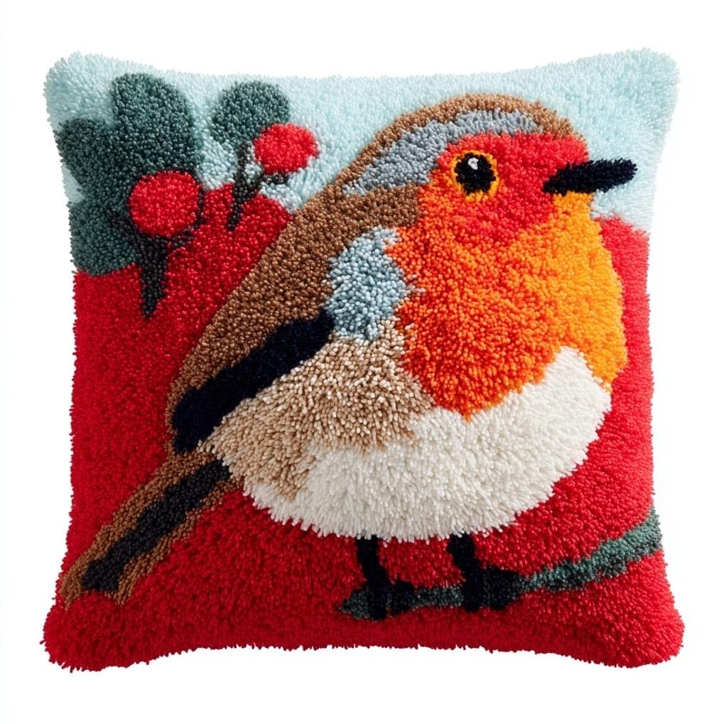 AxiangziK Latch Hook Cushion Kits,Robin