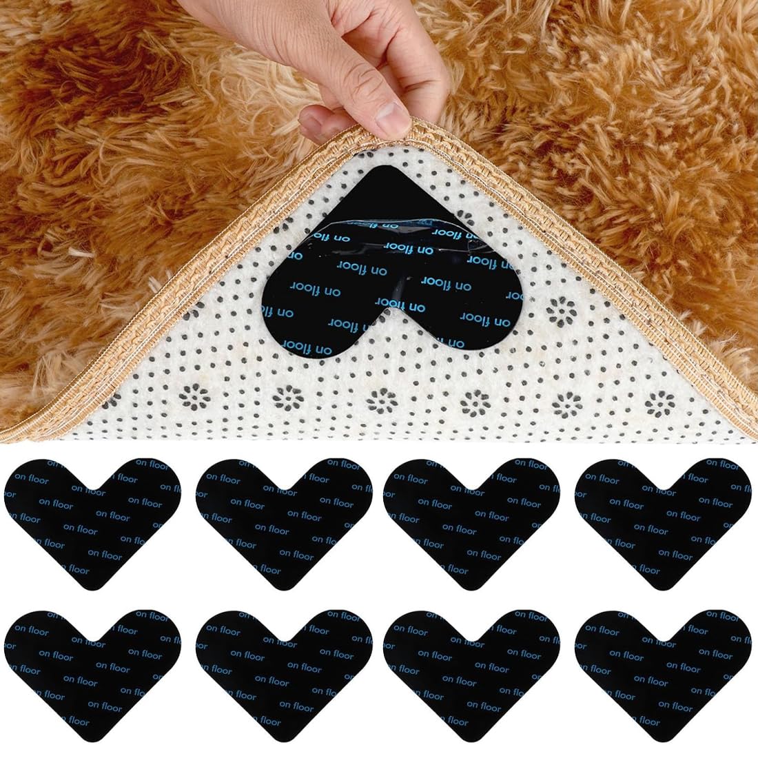 8 Pièces Sous-tapis Antidérapants Frundoo - Réutilisables Et Lavables - Pour Tous Types De Sols