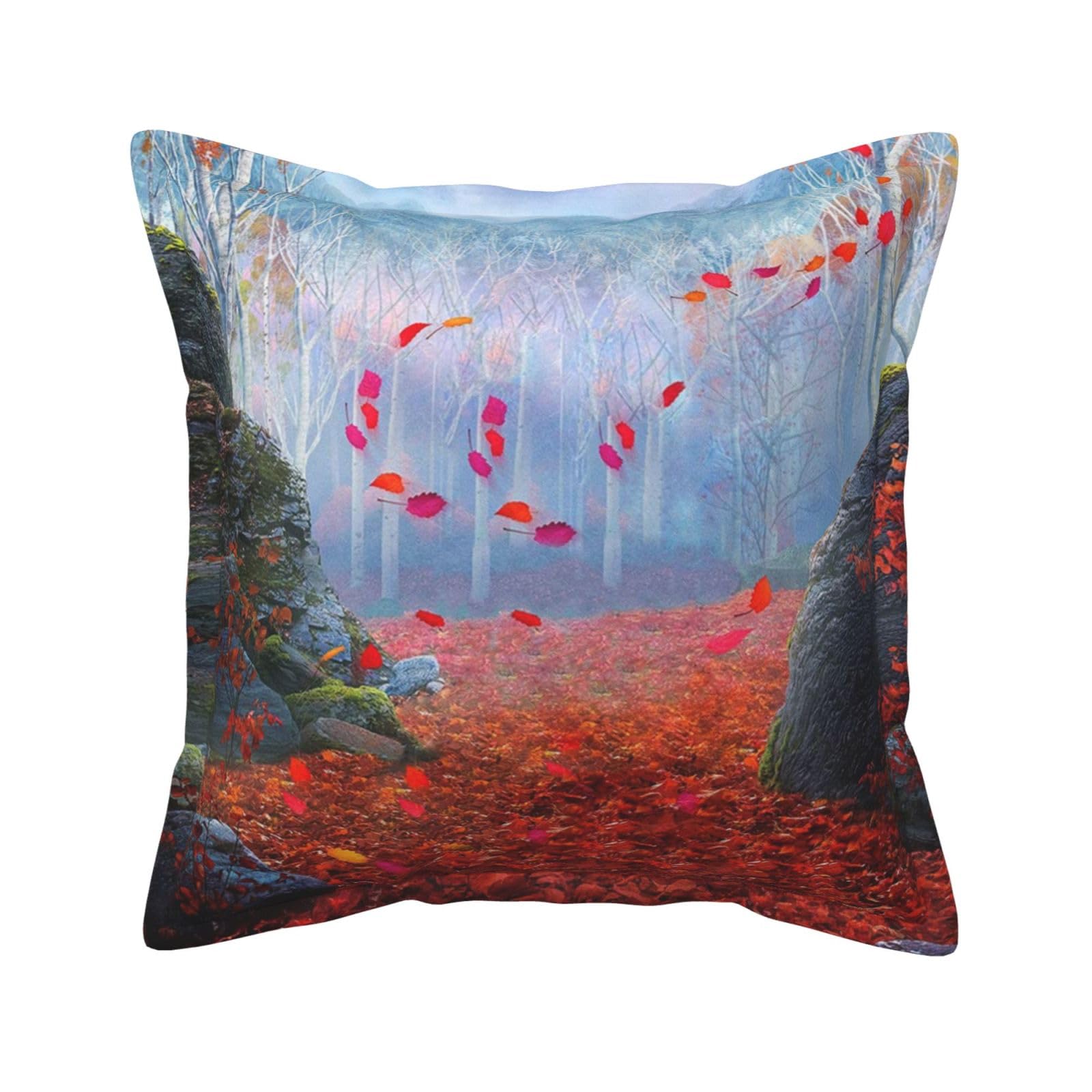 Housse de coussin extérieur en cuir motif feuille 45x45 cm