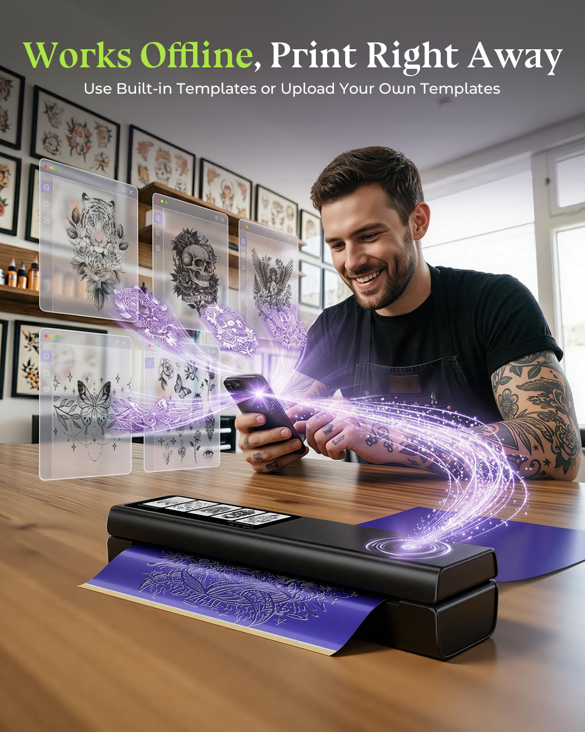 Phomemo L85 Stampante Stencil Tattoo con 5" Touchscreen, Termica | Stampante per Tatuaggi 100 Fogli Carta Trasferimento di Alta Qualità, per Artisti Professionisti e Principianti