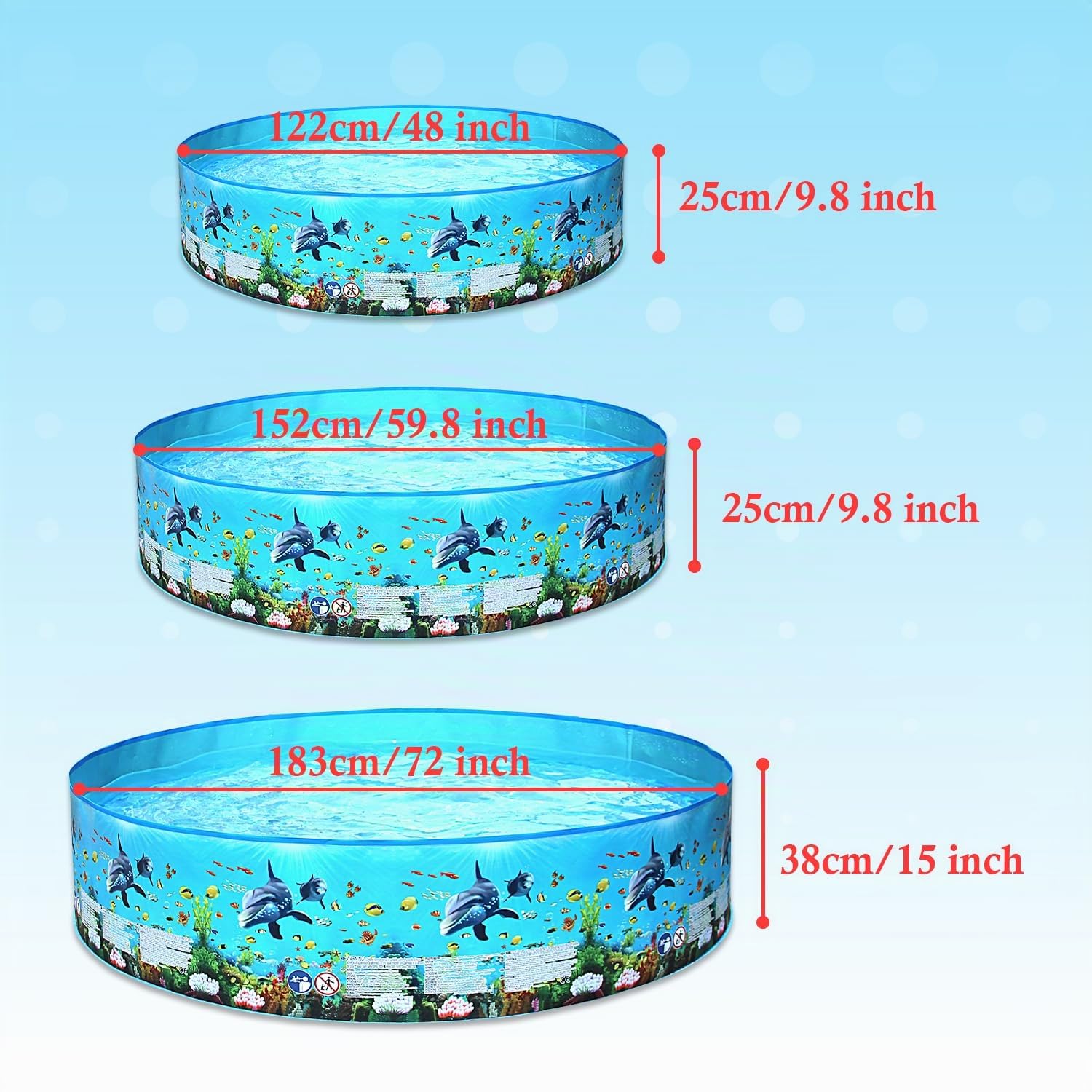 TOPWAYS Piscine d'été pour enfants - Pataugeoire rectangulaire non gonflable - 183 x 38 cm - 15 gallons - Pour enfants et bébés
