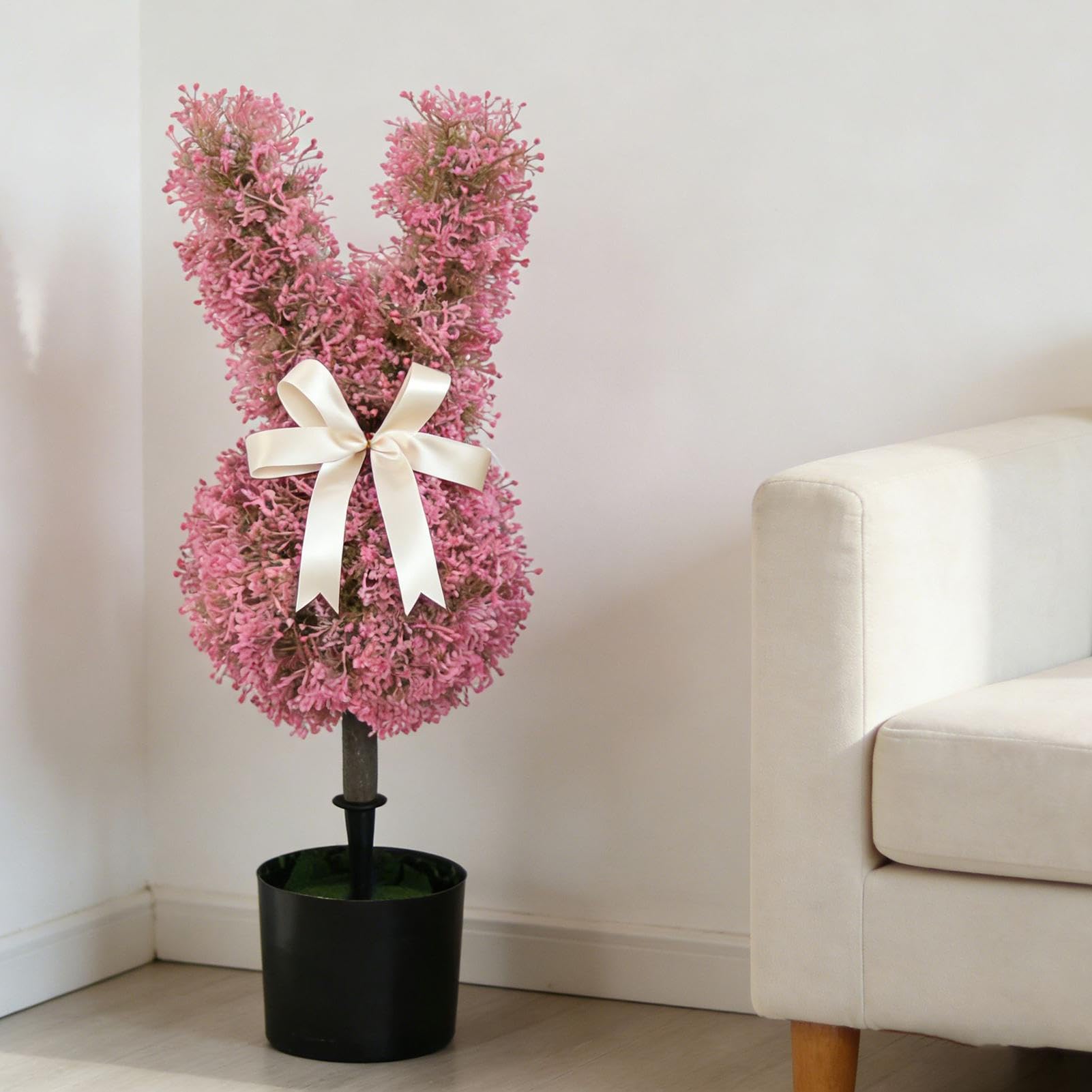 Topiary w Kształcie Króliczka na Zewnątrz Sztuczna Dekoracja Na Zewnątrz