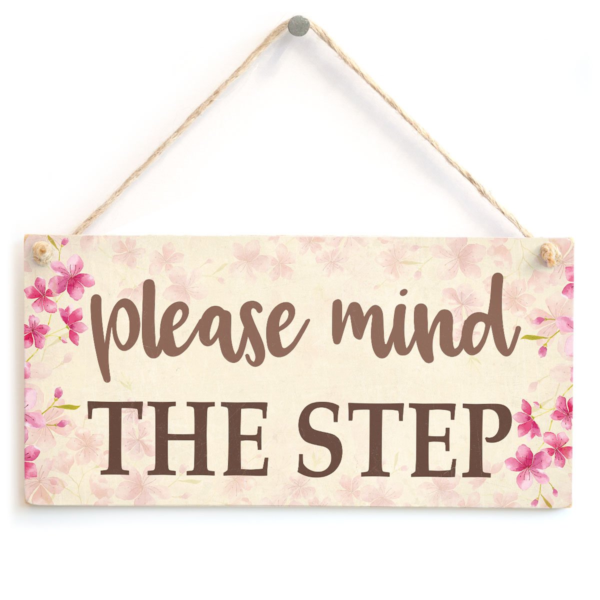 Please Mind The Step - Floral Bordered Plaque Steps Warning Notice