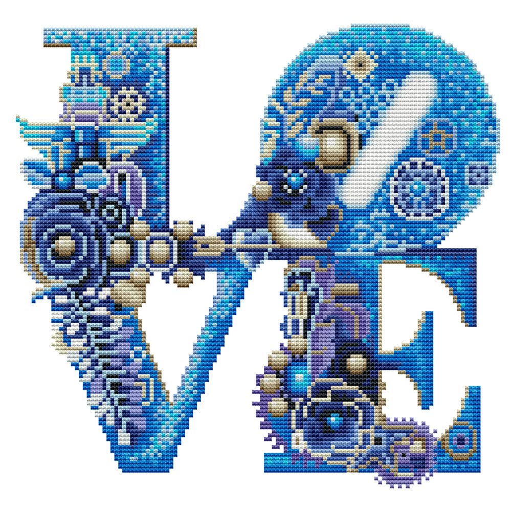 Awesocrafts Love Cross Stitch Stamped Kits Easy Patterns Cross Stitching Embroidery Needlework Kit Supplies (Love)