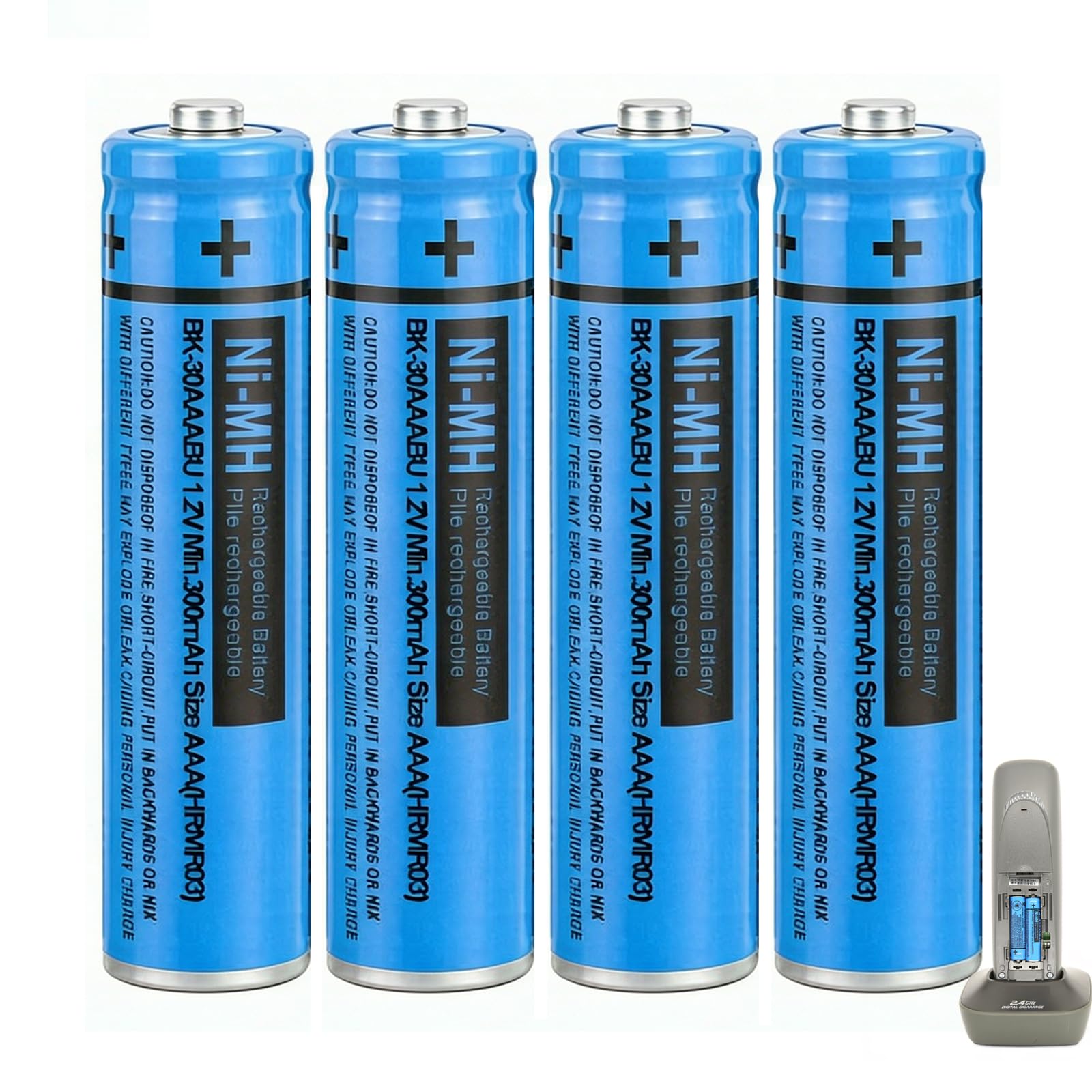 BK-30AAABU NI-MH AAA Rechargeable Battery 1.2V 300mah 4Pack NiMH AAA Batteries for Panasonic Cordless Phones, Remote Controls, Electronics