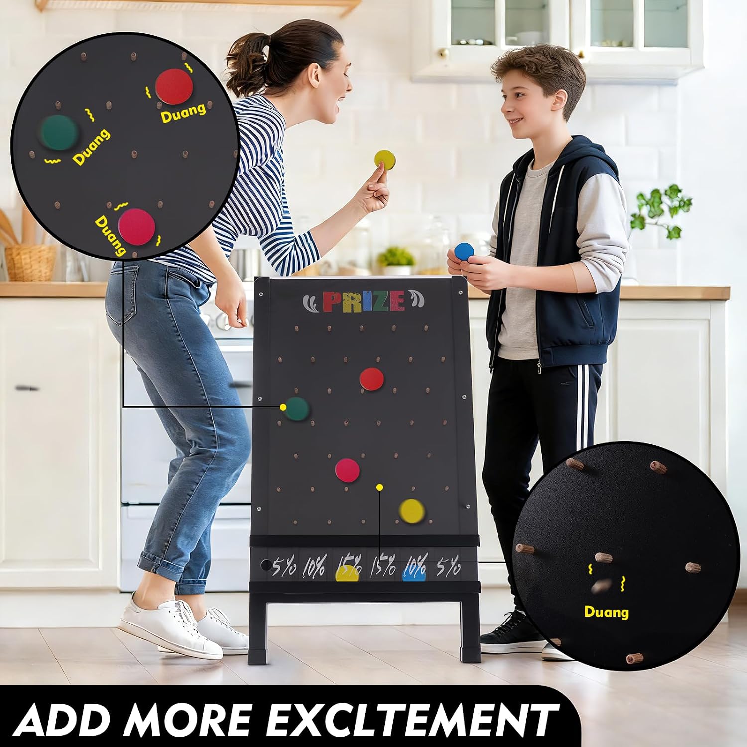 15.7x27.5in Foldable Prize Drop Game Board, Double-Sided Coin Drop Game with Chalkboard Sign, Includes 10 Coin Drop Discs, Perfect for Store Events, Parties, Carnivals, and Trade Shows