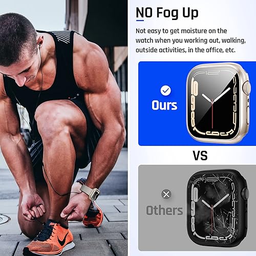 Miniatura 5 de Goton Funda impermeable 2 en 1 para Apple Watch Protector de pantalla de 1.57 pulgadas Series 654SE, cubierta protectora de vidrio 360 parachoques