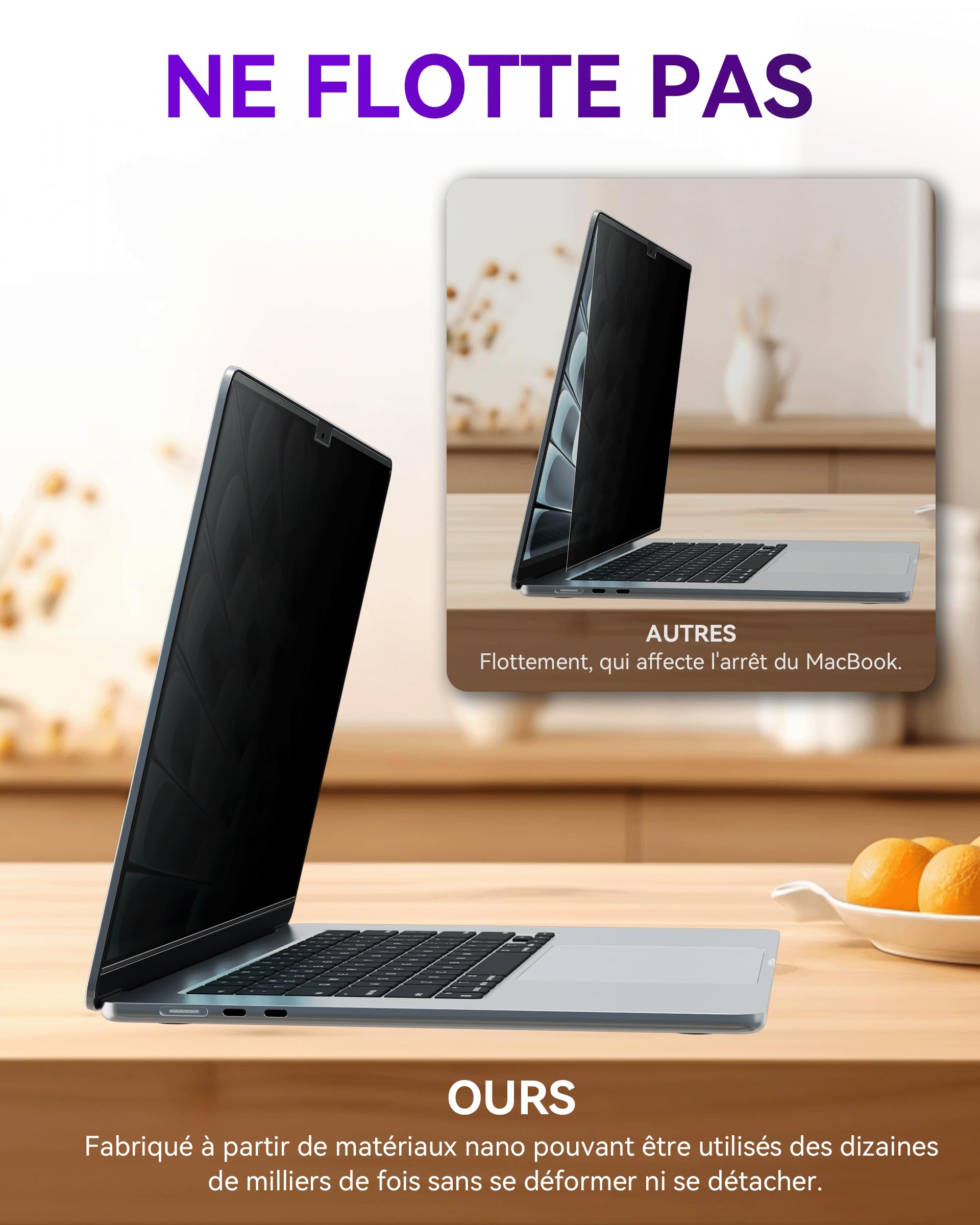 Filtre de Confidentialité Magnétique pour MacBook Pro 16 Pouces (2021-2026, M1-M5 Pro/Max), Anti-Espion et Anti-Lumière Bleue