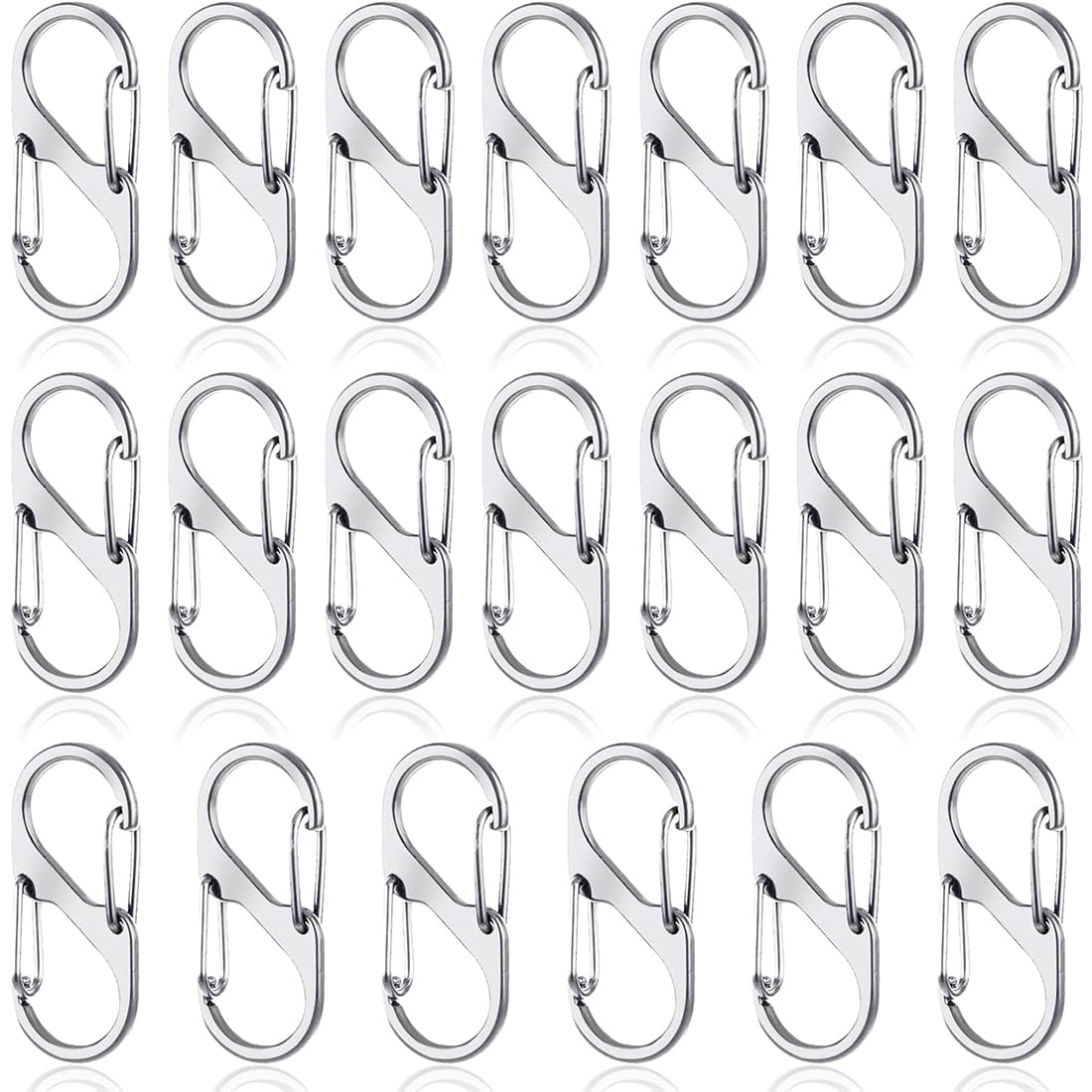 ZKGYUS 20 Mini Moschettoni S, Multicolore, Metallo, CARABINER, Campeggio, Viaggi, Portachiavi, Zaini, Uso Quotidiano