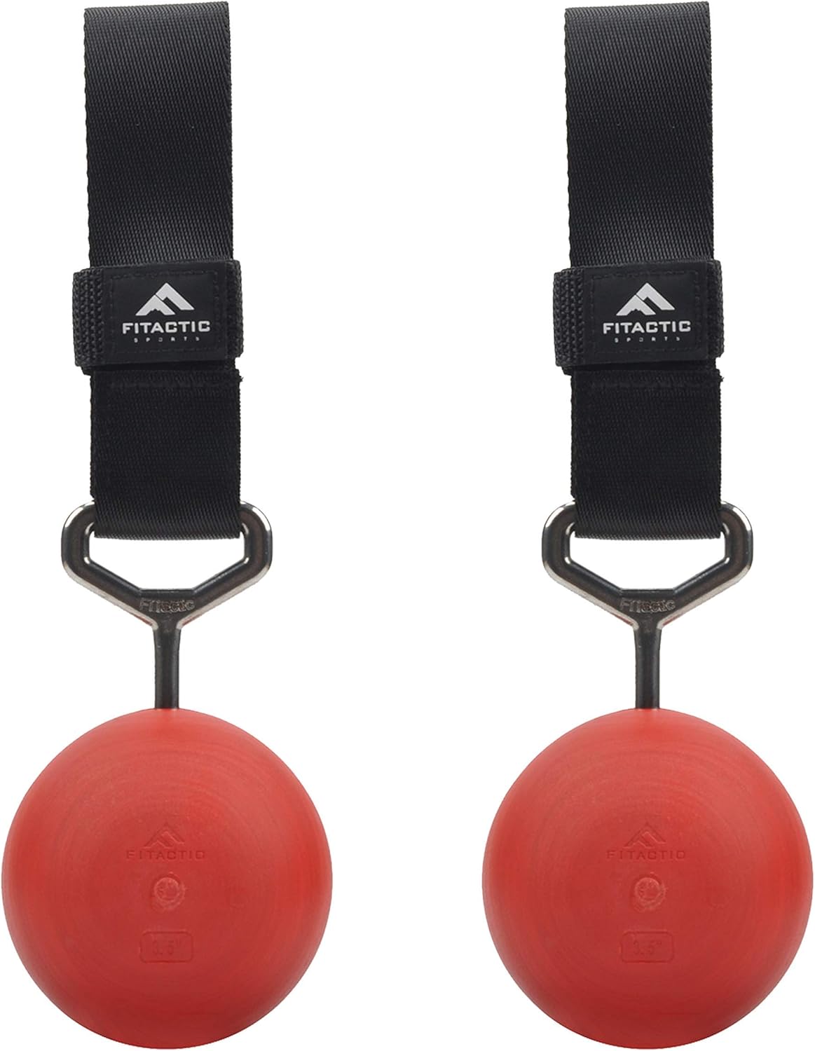 Rock Climbing Solid Training Cannonball Power Pull Up Ball Hold Grips for Straps for Finger, Forearm, Biceps, Back Muscles (Red, 3.5") Bundle with Upgraded 1 Pair Eagle Loops Grip for Fing