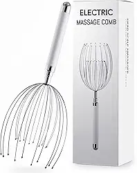 Massageador de cabeça para couro cabeludo, massageador elétrico de couro cabeludo com 20 dedos de metal – ferramenta de massagem de cabelo e arranhador de cabeça, à prova d'água para alívio