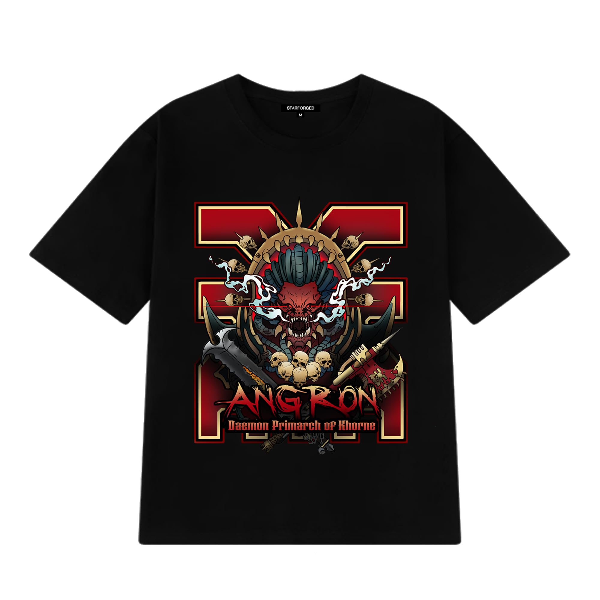 Starforged Men's Black Angron Daemon Primarch Khorne Warhammer 40K Chaos Space Marines T-Shirt Clothing, Dark Large
