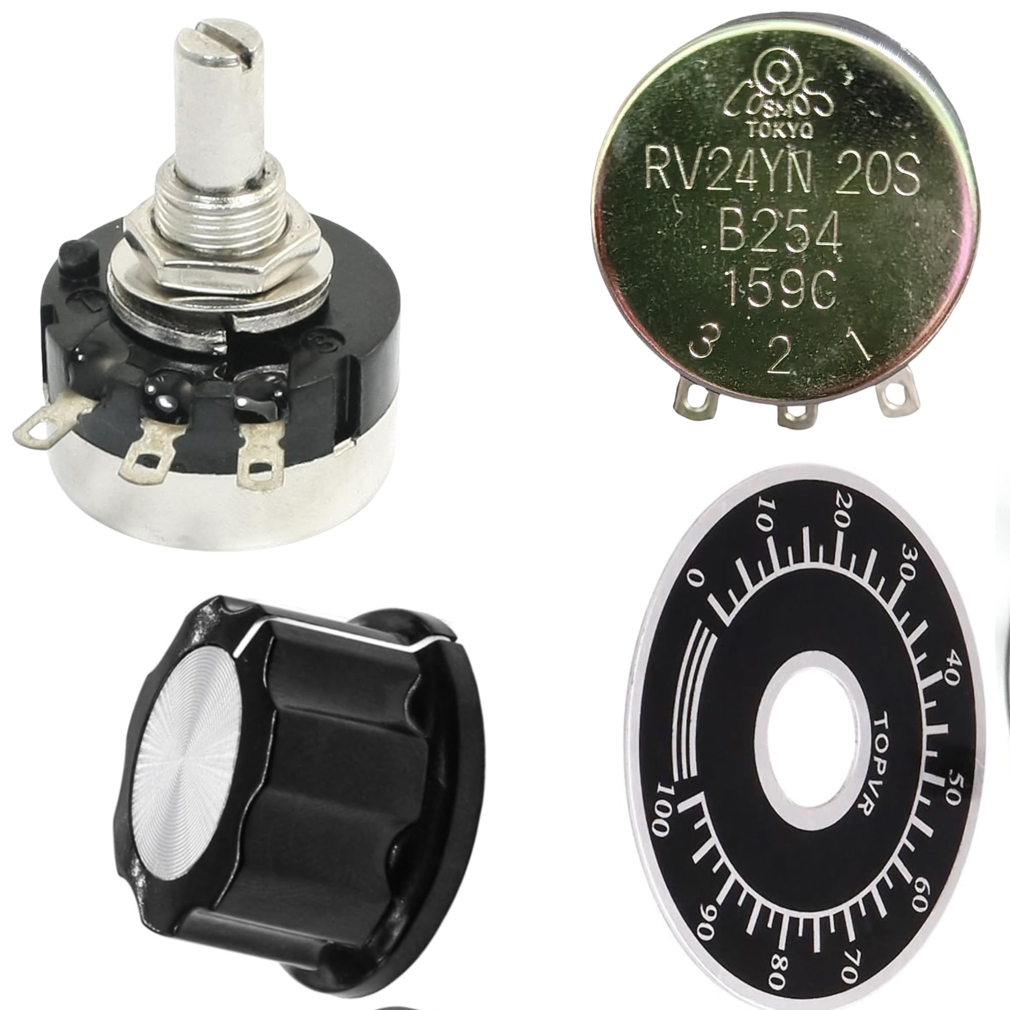 B254 B 250k Ohm RV24YN20S Potentiometer with Dial plate & A-03 knob-image-40