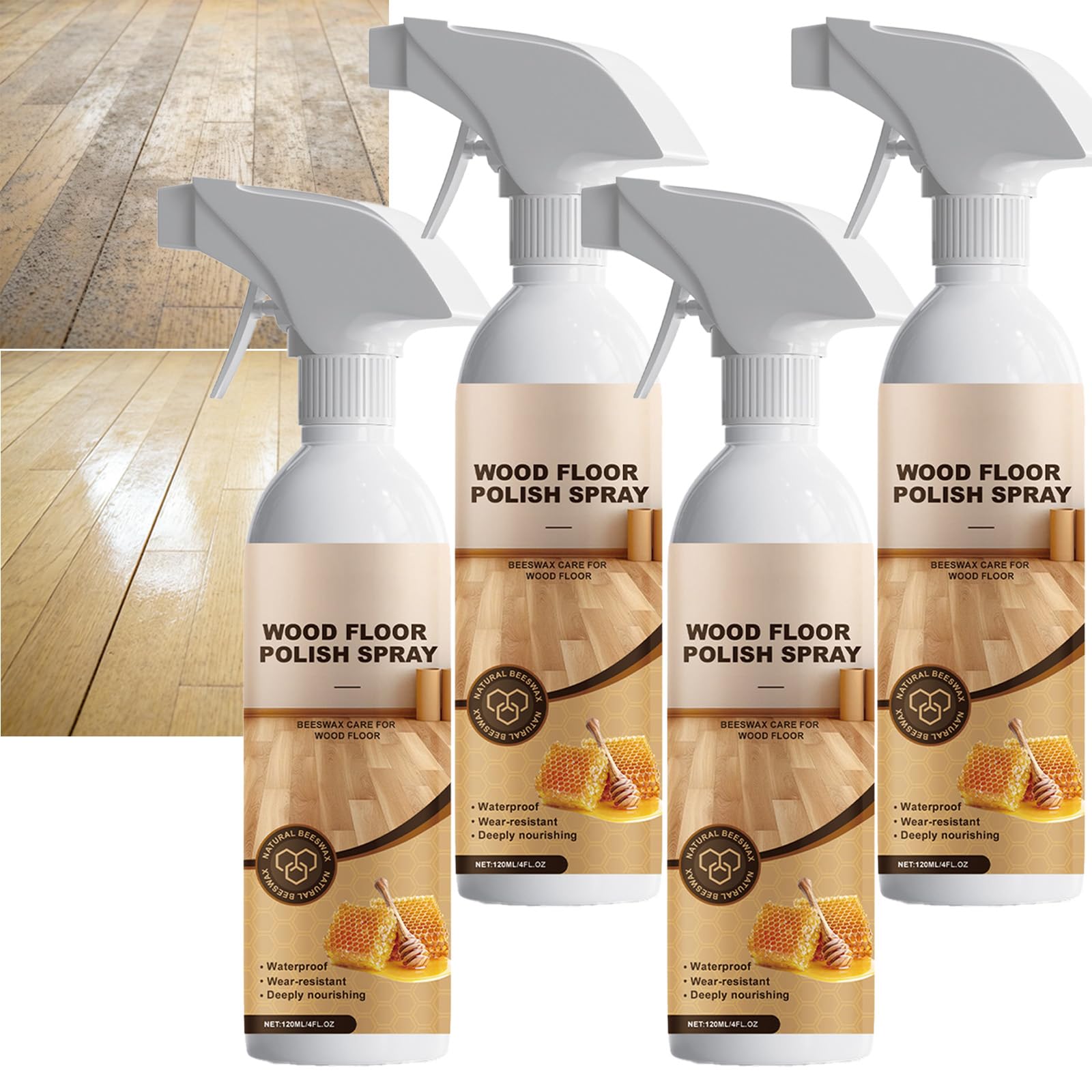 Holzboden-Emaille & Reinigungsspray, Mehrzweck-Hartholzbodenreiniger & Restaurator, Holzboden-Glanz-Emaille, Holzreiniger-Reparatur- und Pflegespray für Holzböden, Keramik und Fliesenmarmor. (4pcs)