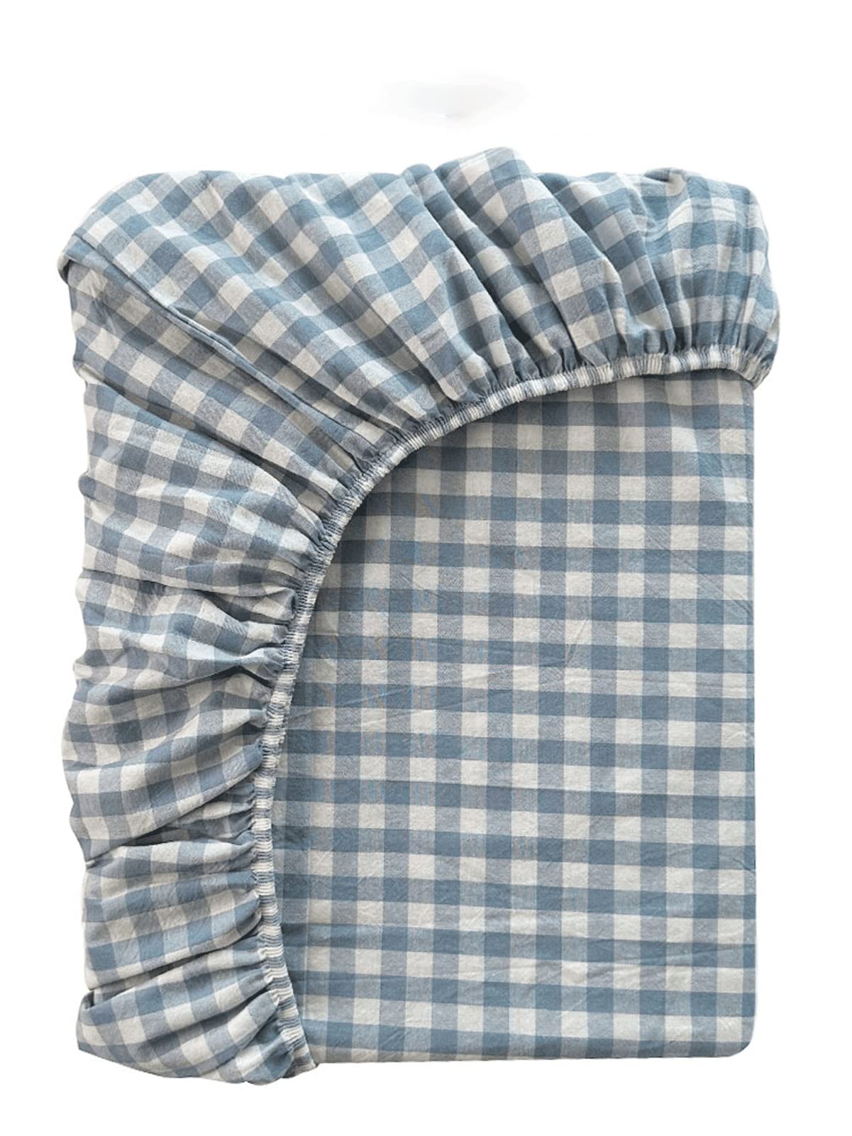 Bettlaken mit Gummizug Kariert Spannbettlaken Boxspringbett Spannbetttuch for Mädchen Jungen Teenager Erwachsene 100% Gewaschene Baumwolle (Color : G, Size : 120x200cm+48x74cm x2)