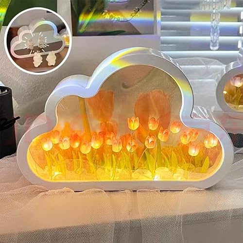 Miniatura 1 de Lámpara de tulipán, espejo de tulipán, luz nocturna, luces de nube para dormitorio, lámpara de mesa LED hecha a mano con tulipán, adornos