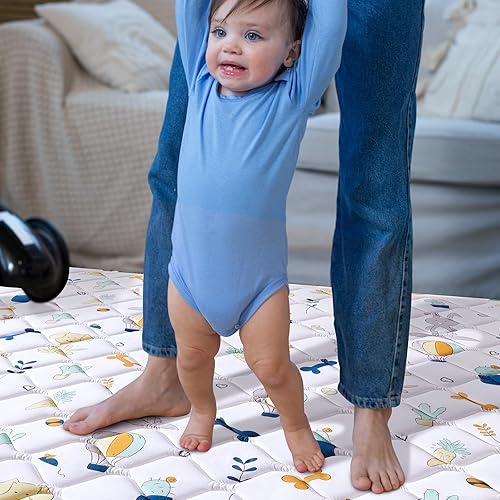 Miniatura 4 de Tapete de juego para bebé de 79 x 71 pulgadas, tapete grande y grueso para bebé, tapete de juego acolchado antideslizante para jugar, tapete para