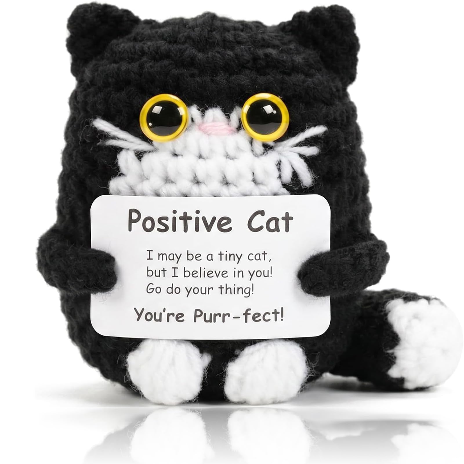 Kexinmierxi Positive Crochet Animals, Funny Positive Cat Gift for Women