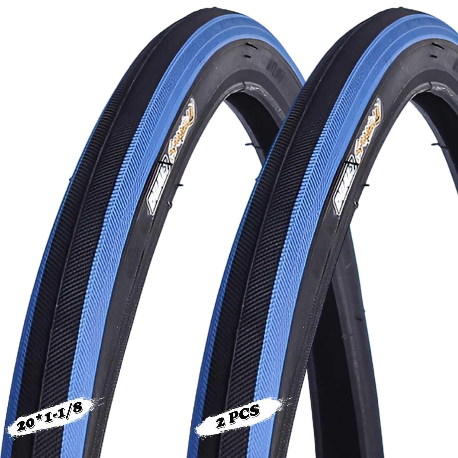 20x1-1/8 Opona Rowerowa, 20x1 1/8 Clincher, Odporna na Przebicia i Zużycie, 80-100 PSI, Idealna do Jazdy Miejskiej, Turystycznej i Codziennej(Blue)
